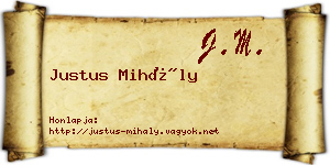 Justus Mihály névjegykártya