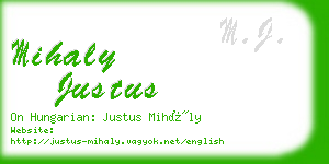 mihaly justus business card